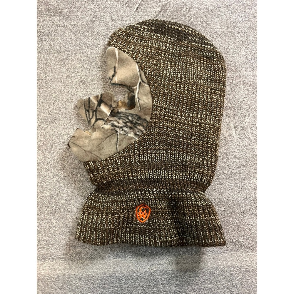 Game Winner Mens Knit Balaclava Camo Face Mask Brown Marled Hunting Headwear